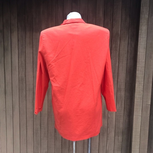 Vintage 80s Orange Oversized Blazer Jacket Medium - Picture 4 of 7